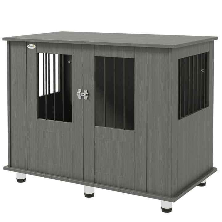 Dog Crate Table with Magnetic Door for Indoor Use-Grey