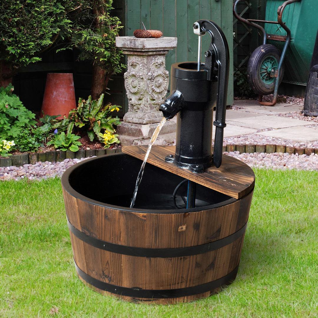 Wooden Barrel Water Fountain with Electric Pump
