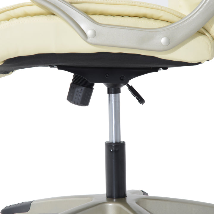 Computer Office Swivel Chair Desk Chair High Back PU Leather Height Adjustable w/ Rocking Function (Cream)