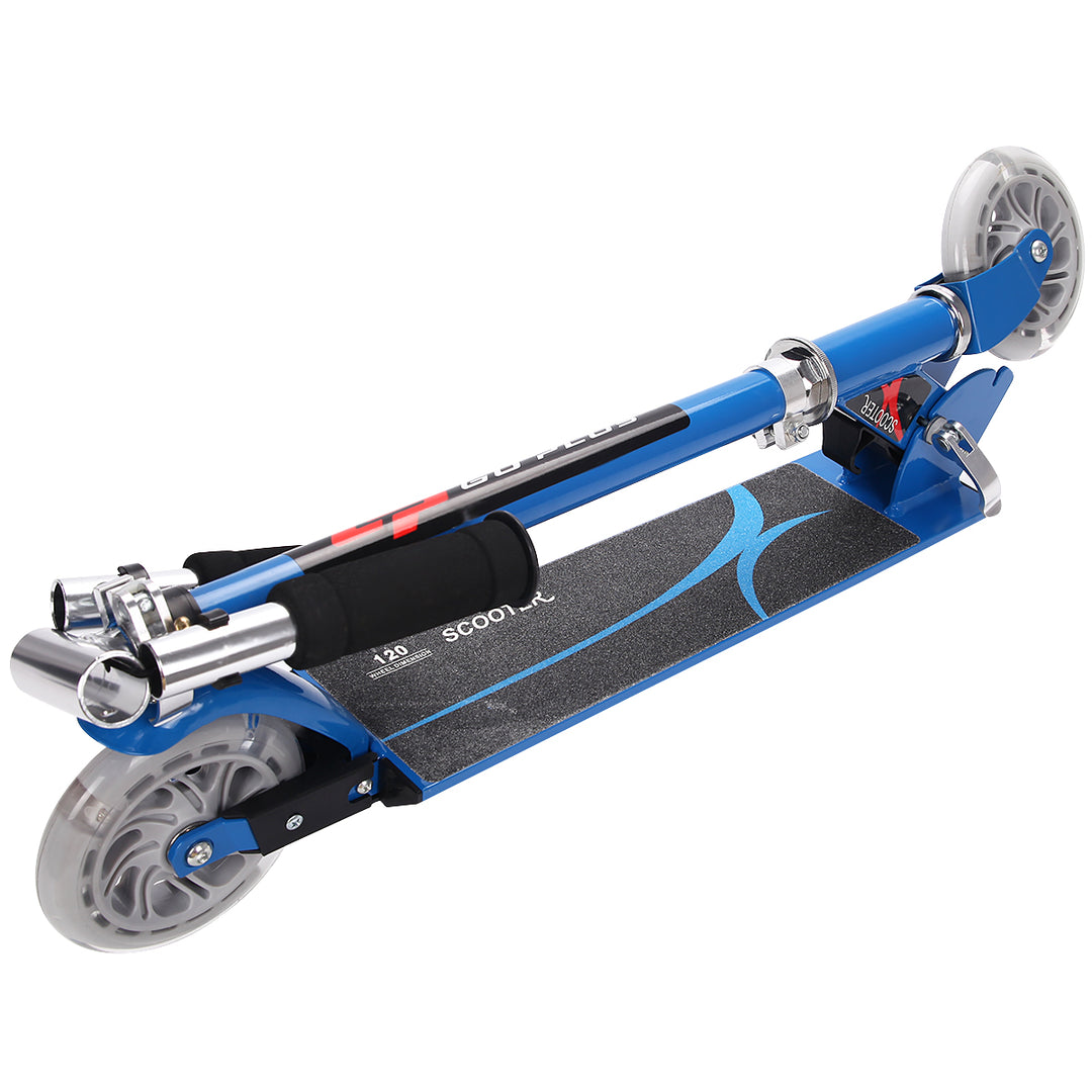 Kids Aluminum Folding Stunt Scooter with LED Wheels-Blue