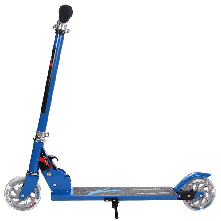 Kids Aluminum Folding Stunt Scooter with LED Wheels-Blue