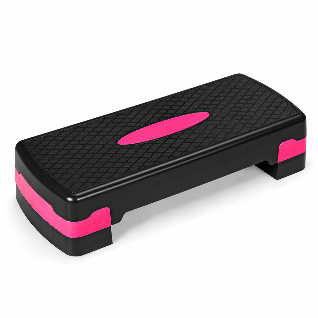 Aerobic Exercise Step with Risers and Non-Slip Surface-Black