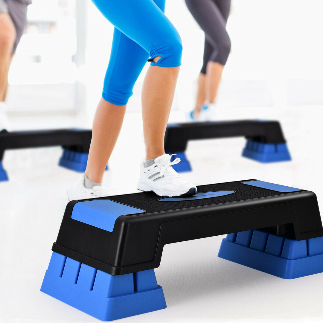 Aerobic Exercise Step with Risers for Home and Gym-Blue