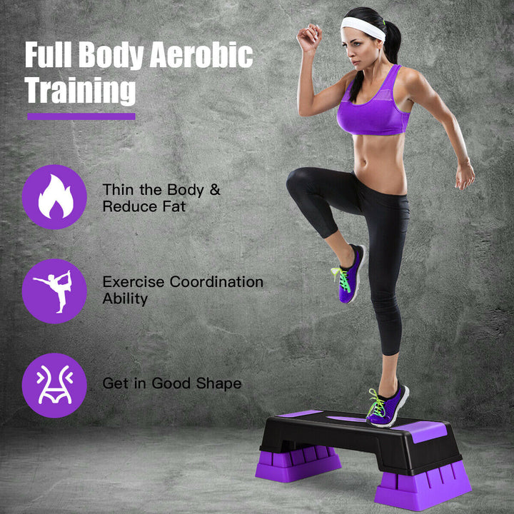 Aerobic Exercise Step with Risers for Home and Gym-Purple