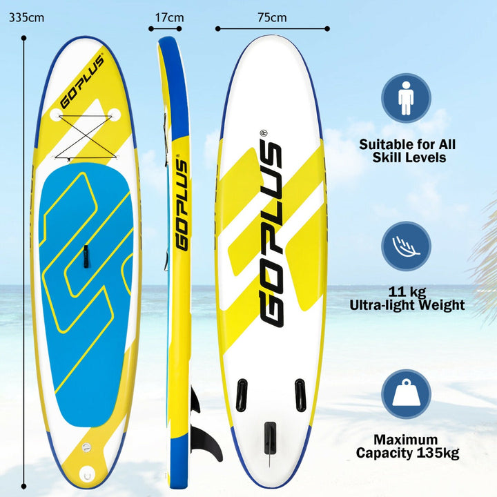 Inflatable Stand Up Paddle Board with Hand Pump-Yellow & Blue