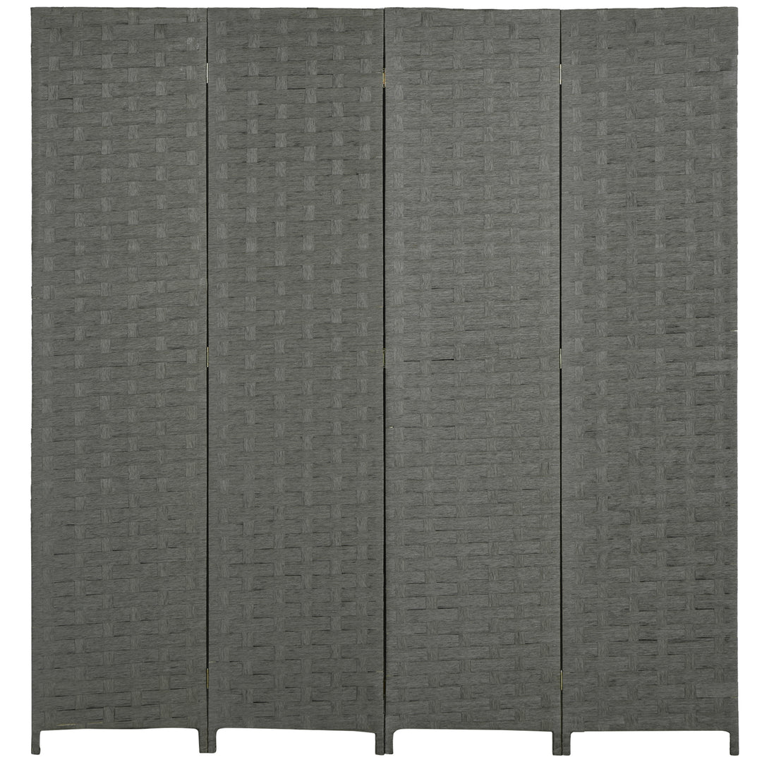 4-Panel Room Dividers, Wave Fibre Freestanding Folding Privacy Screen Panels, Partition Wall Divider for Indoor Bedroom Office, 170 cm, Grey