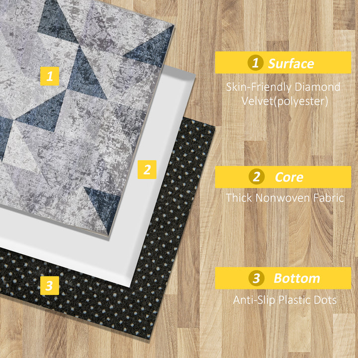 Modern Grey Rug, Geometric Area Rugs Large Carpet for Living Room, Bedroom, Dining Room, 80x150 cm