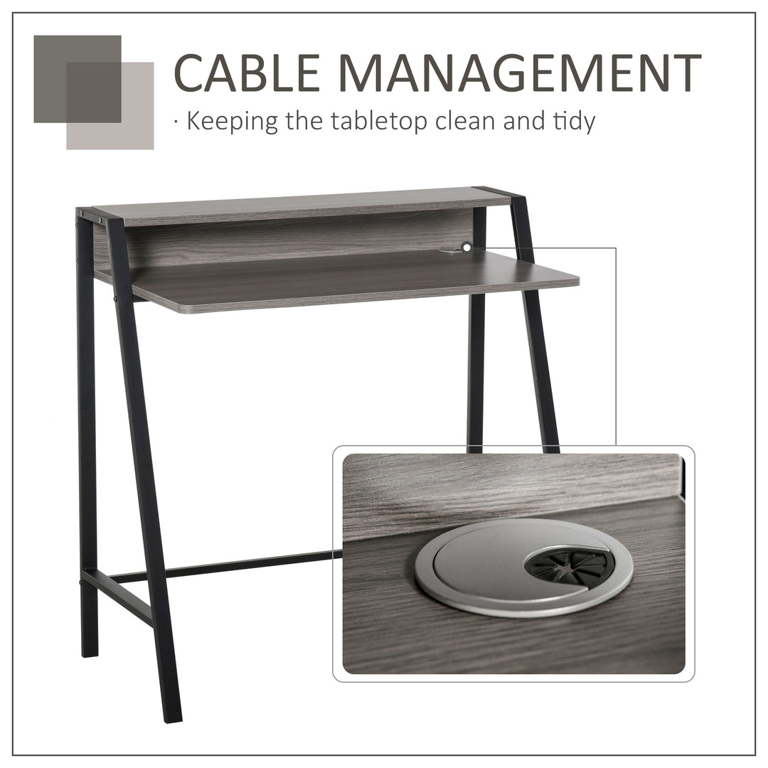 Writing Desk Computer Table Home Office PC Laptop Workstation Storage Shelf Color Black Grey Grain Color