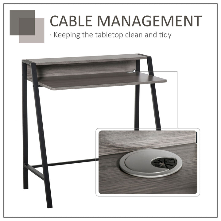 Writing Desk Computer Table Home Office PC Laptop Workstation Storage Shelf Color Black Grey Grain Color