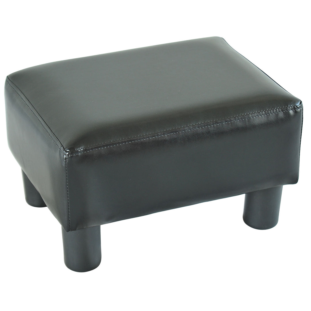 PU Leather Footstool Foot Rest Small Seat Foot Rest Chair - Black