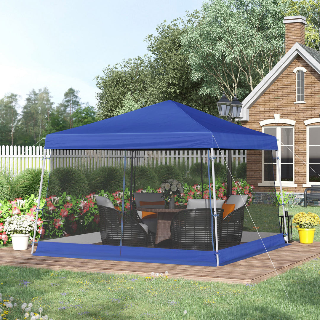 3.6 x 3.6m Outdoor Garden Pop-up Gazebo Canopy Tent Sun Shade Event Shelter Folding with Mesh Screen Side Walls  - Blue