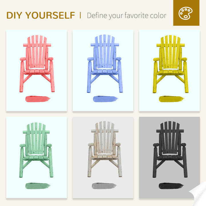 Outdoor Lounge Chairs, Fir Wood Adirondack Outdoor Patio Lawn Deck Furniture Lounge Chair, Natural Wood