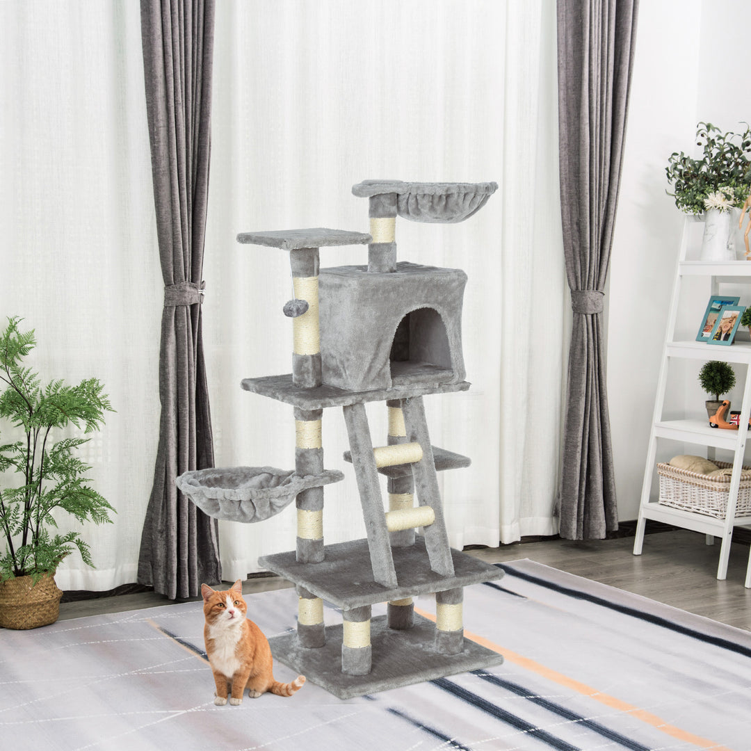 Plush Cat Tree with Sisal Scratching Post - Light Gray