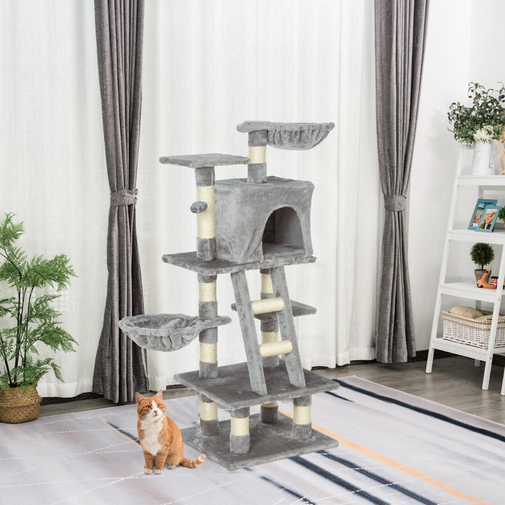 Plush Cat Tree with Sisal Scratching Post - Light Gray