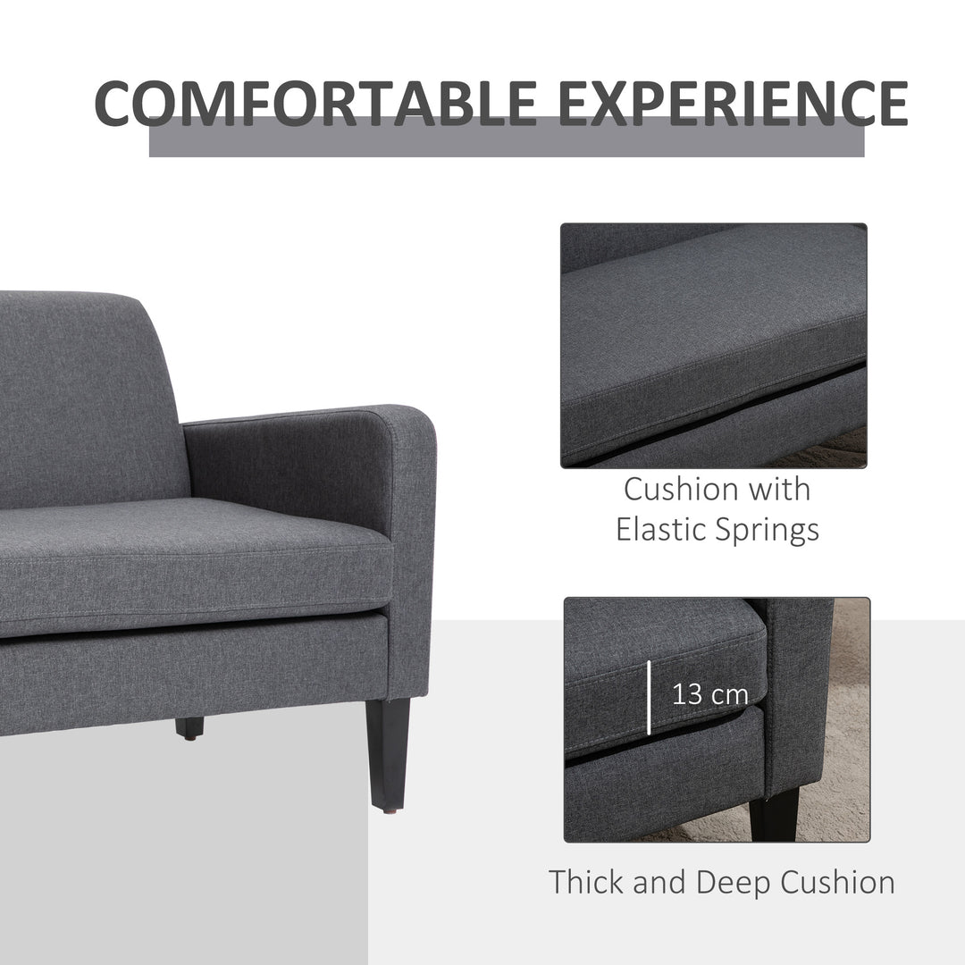 Linen Modern-Curved 2-Seat Sofa Loveseat w/ Thick Cushion Wood Legs Foot Pads Single Compact Home Furniture City Flats Grey