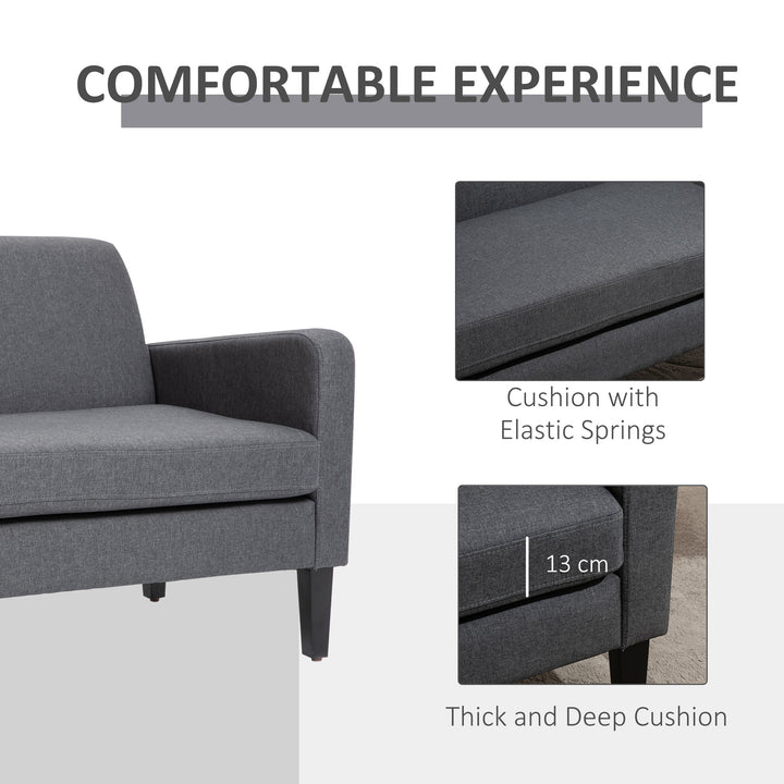 Linen Modern-Curved 2-Seat Sofa Loveseat w/ Thick Cushion Wood Legs Foot Pads Single Compact Home Furniture City Flats Grey