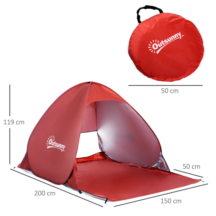 Pop-up Portable Beach Hiking UV Protection Patio Sun Shade Shelter Tent for 2-3 Person-Red