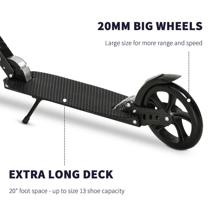 One-click Folding Kick Scooter for 14+ w/ Adjustable Handlebar, Push Scooter with Kickstand, Dual Brake System, Shock Absorber, Black