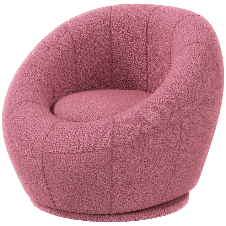 Modern Accent Chair, Swivel Upholstered Armchair-Pink