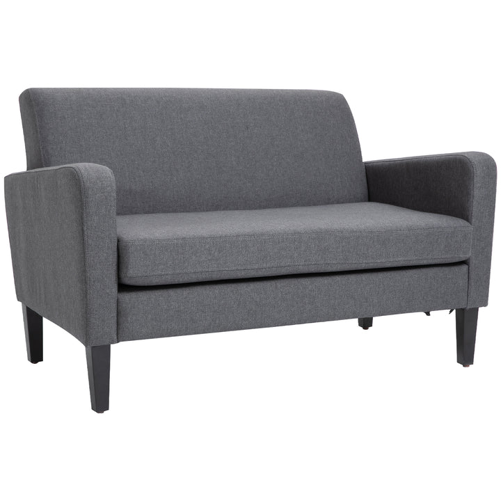 Linen Modern-Curved 2-Seat Sofa Loveseat w/ Thick Cushion Wood Legs Foot Pads Single Compact Home Furniture Grey