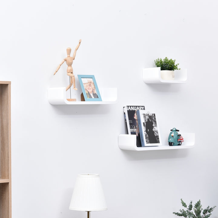 3 pcs U Shaped Floating Wall Shelves Set-White