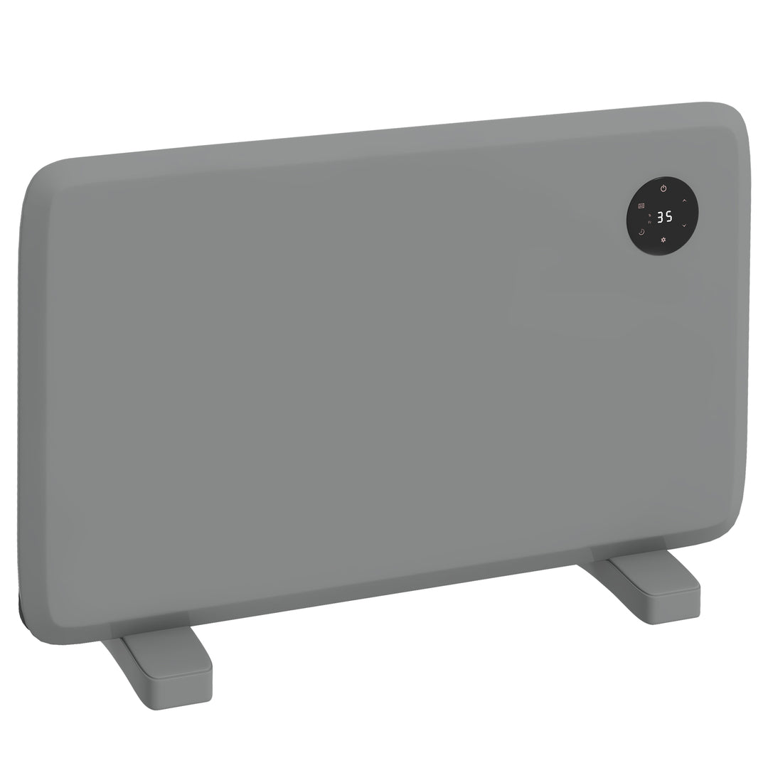 Electric Convector Heater, Wall Mounted, Timer, Grey