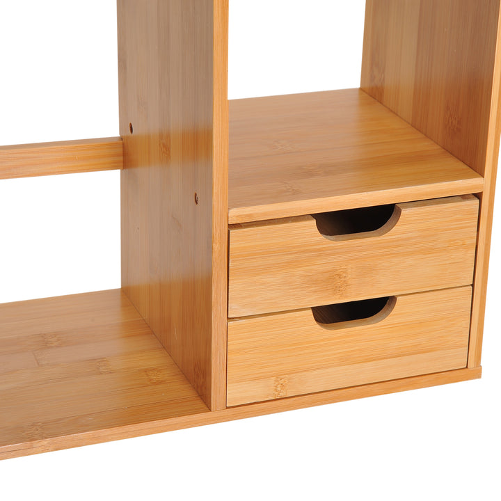 Desk Organiser Bookshelf Storage 2 Drawers 2-way Reversed Use Bamboo