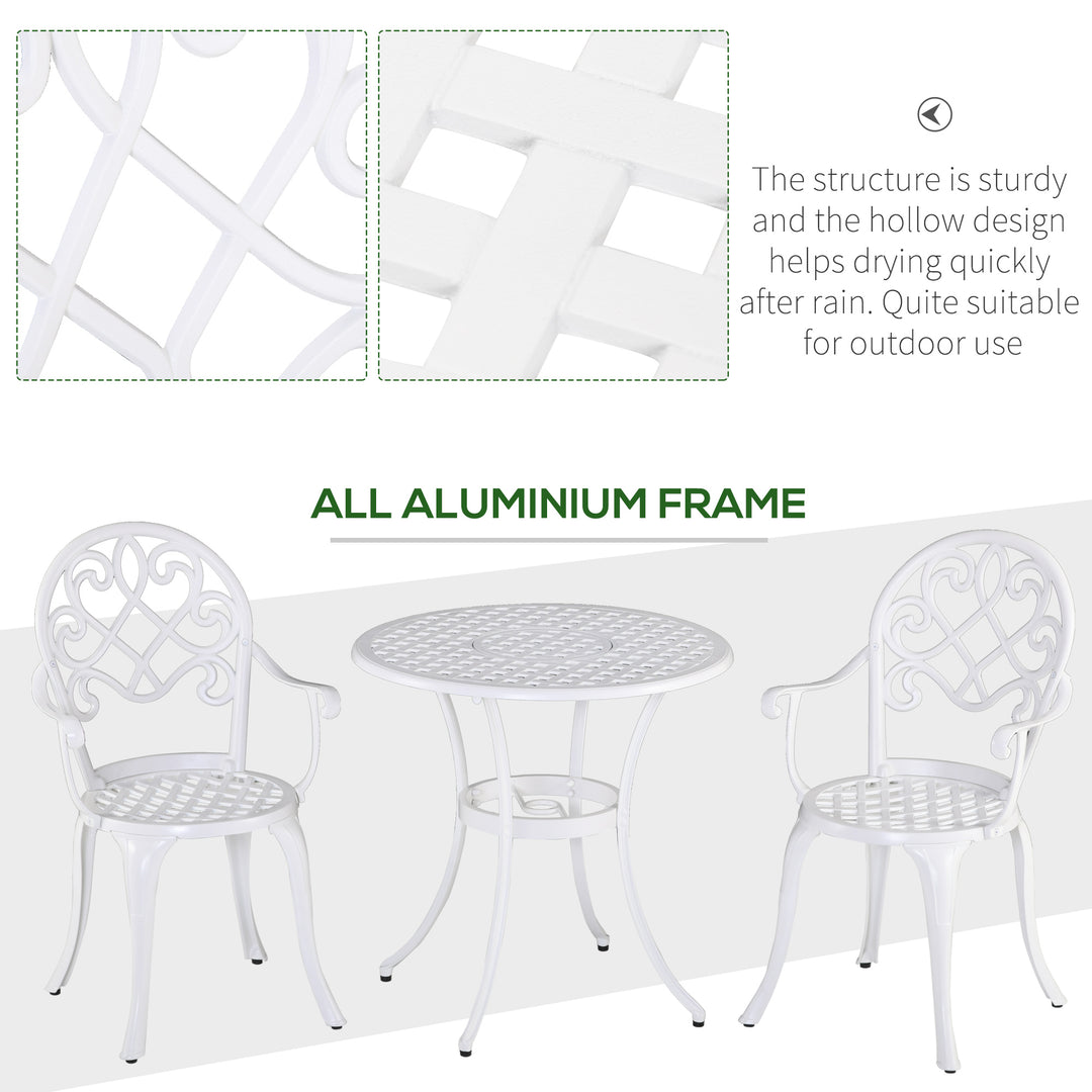 3PCs Garden Table Set Bistro Set Round Table and 2 Chairs for Outdoor Indoor Patio Balcony Aluminium