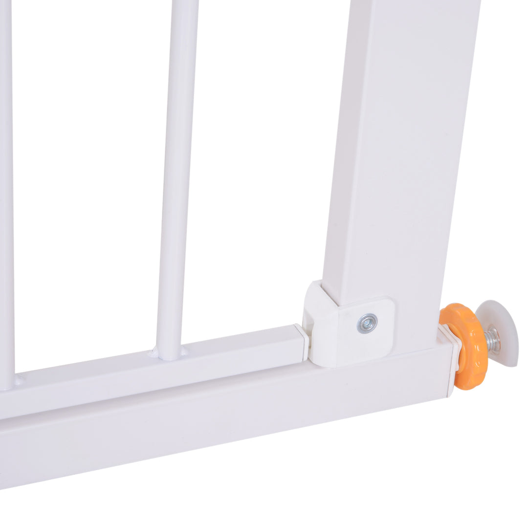 Pet Safety Barrier Gate W/ Iron tube, 74.9H x 73-80W cm-White