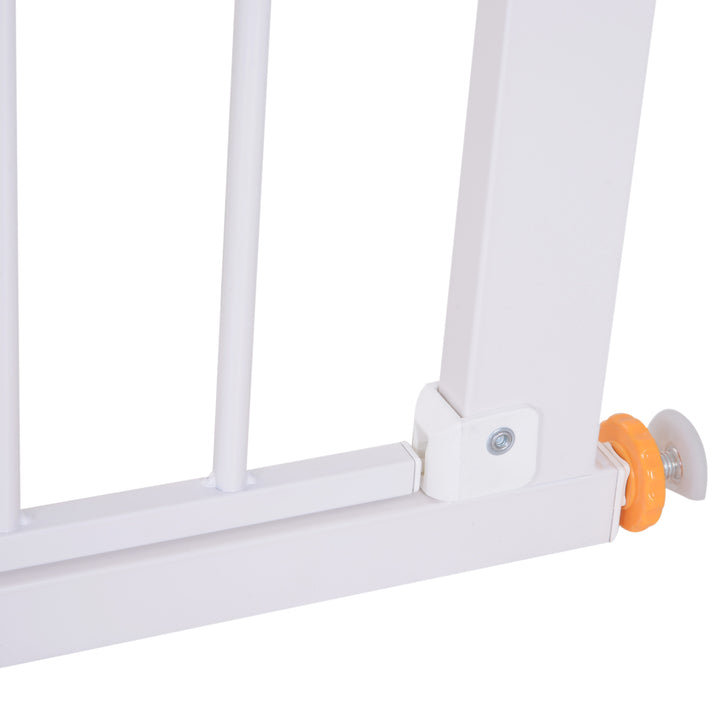 Pet Safety Barrier Gate W/ Iron tube, 74.9H x 73-80W cm-White