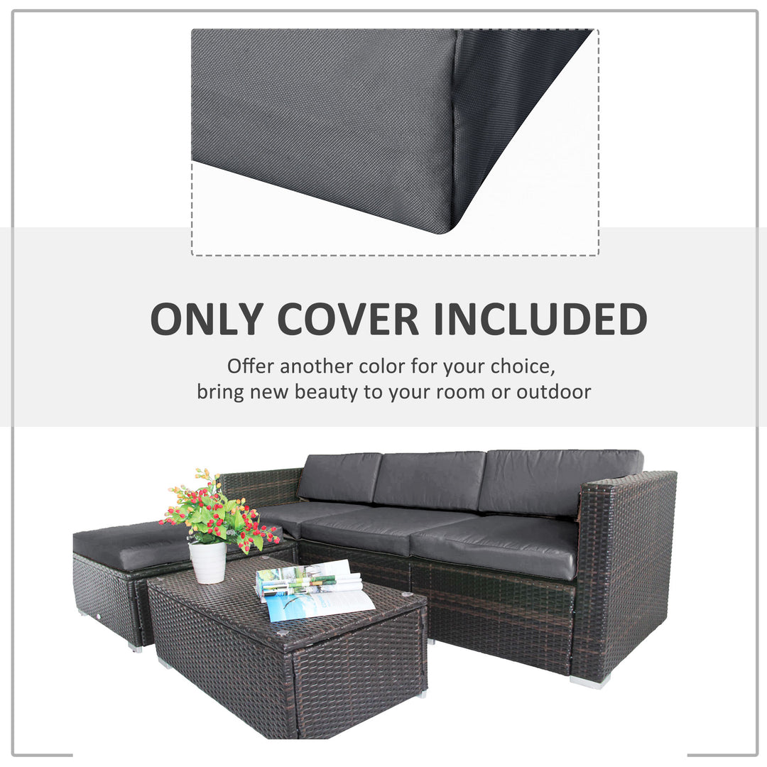 Outsunny Rattan Garden Wicker Patio Furniture Cushion Cover Sofa Cover Replacement - COVER ONLY, Grey