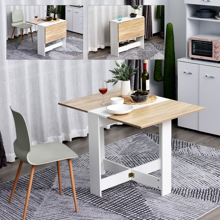 Particle Board Wooden Foldable Dining Table Writing Space Saving Home Office Oak & White