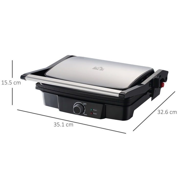 Health Grill & Panini Press, 4 Slice Toastie Machine, 2000W Electric Non-stick Grill with 180° Flat Open, Drip Tray and Adjustable Temperature