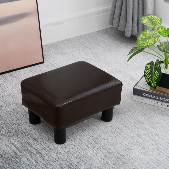 PU Faux Leather Footstool Ottoman Cube w/ 4 Plastic Legs Black