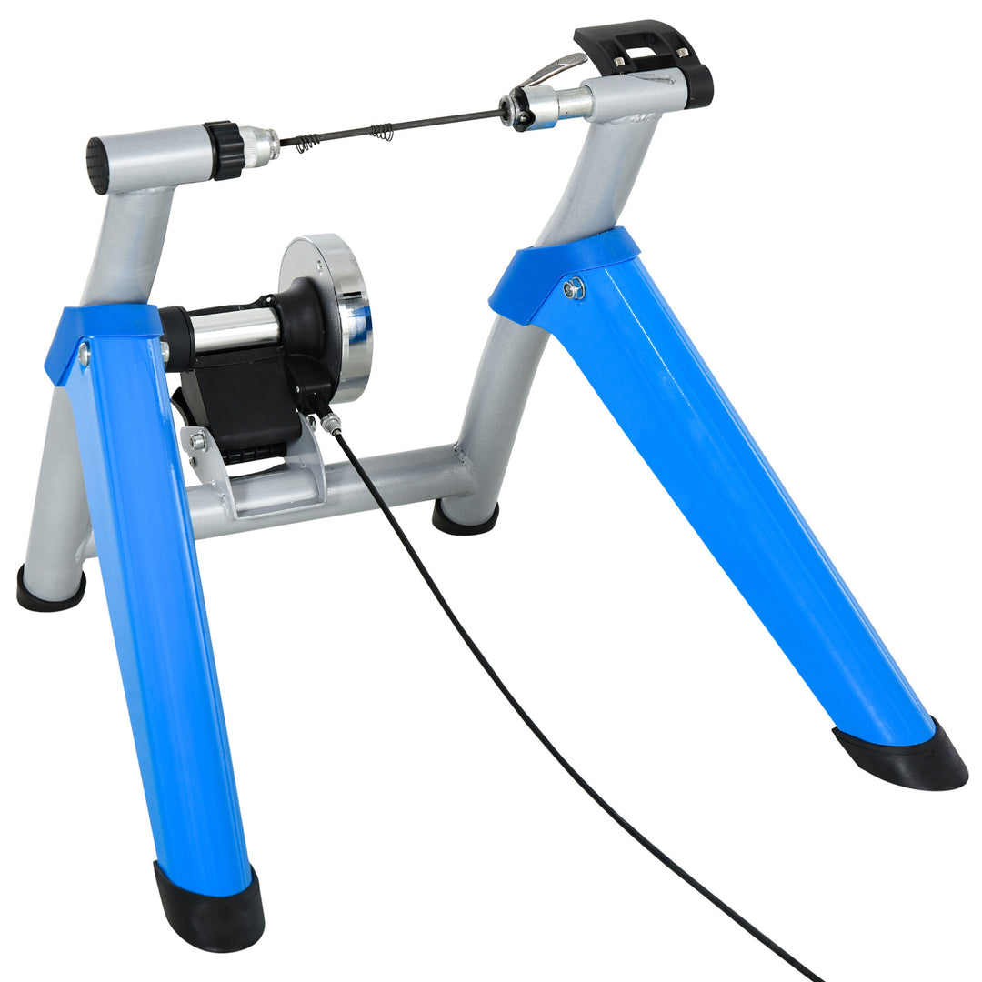 Steel 8-Level Indoor Stationary Bike Trainer Frame Bike Rack Exercises Blue