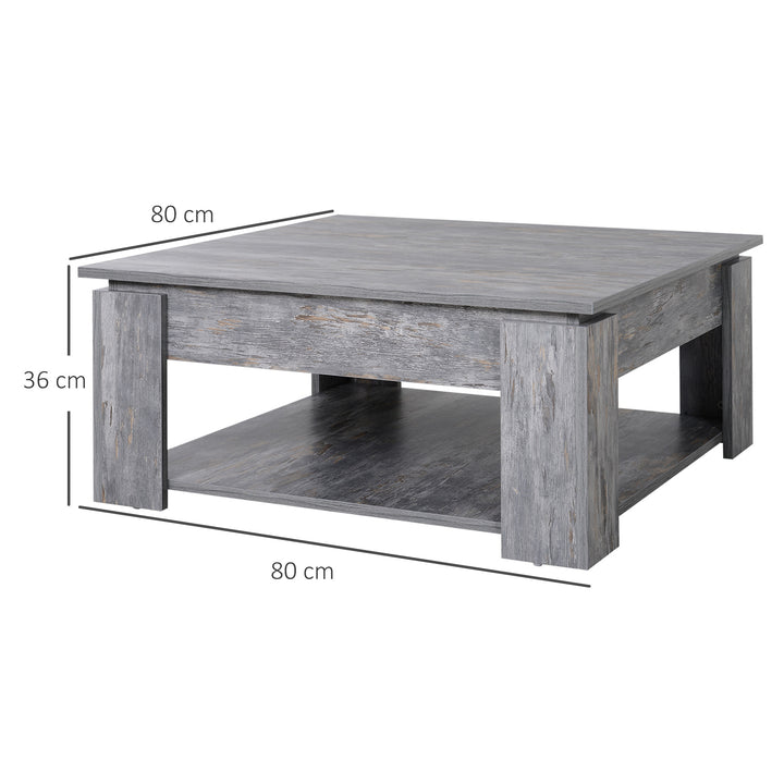 2 Tier Wood Coffee Table Side Table Bottom Storage Shelf  Simple Modern Living Room Grey Wood Grain