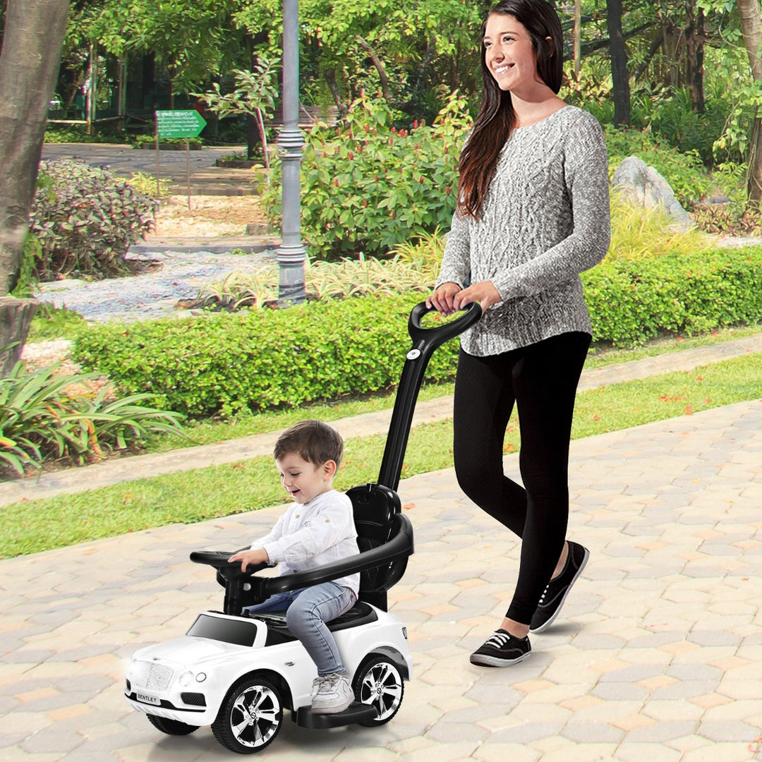 Licensed Bentley Kids Ride On Push Car with Canopy-White