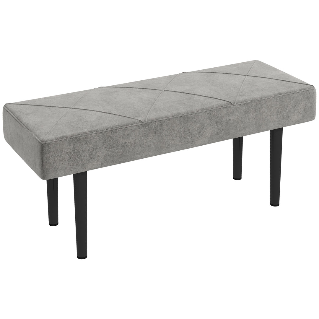 End of Bed Bench with X-Shape Design and Steel Legs, Upholstered Hallway Bench for Bedroom, Grey