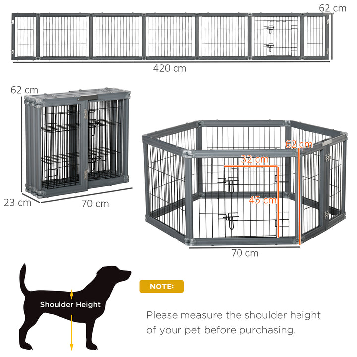 Heavy Duty Pet Playpen, 6 Panels Puppy Play Whelping Pen, Foldable Steel Dog Exercise Fence, with Door, Double Locking Latches