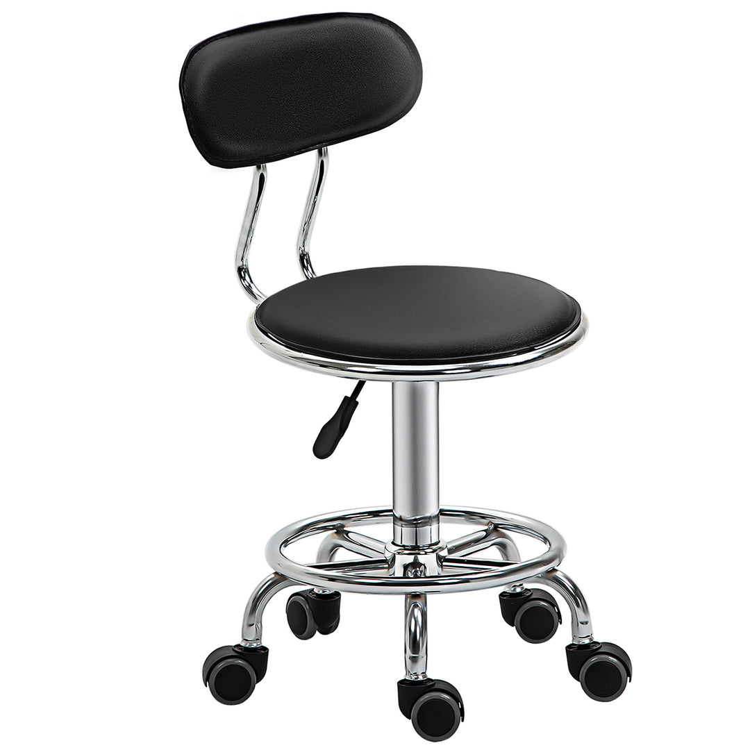Salon Massage Chair, Height Adjustable on Wheels with PU Leather - Black