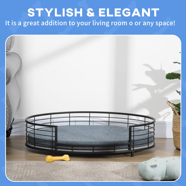 PawHut Raised Dog Bed with Soft Cushion, Modern Style Pet Sofa Bed Steel Frame, with Removable Cover, for Small and Medium Dogs 85 x 55 x 20 cm Black