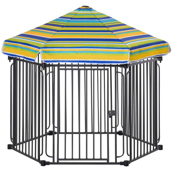 PawHut Heavy-Duty Outdoor Pet Cage Kennel with Weather-Resistant Polyester Roof, Locking Door, &amp; Metal Frame 122cmx105cmx119cm