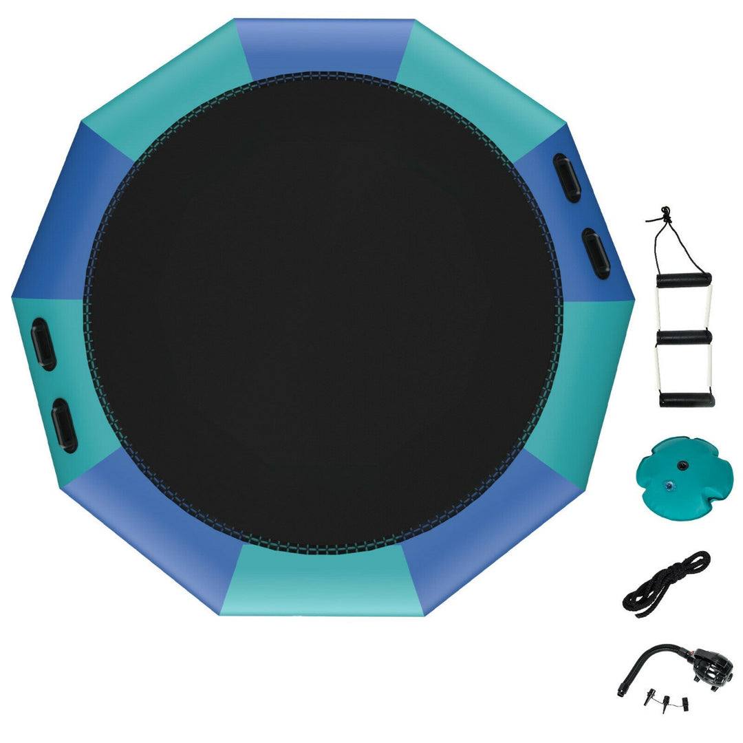 Inflatable Water Trampoline with 500W Electric Inflator-Blue