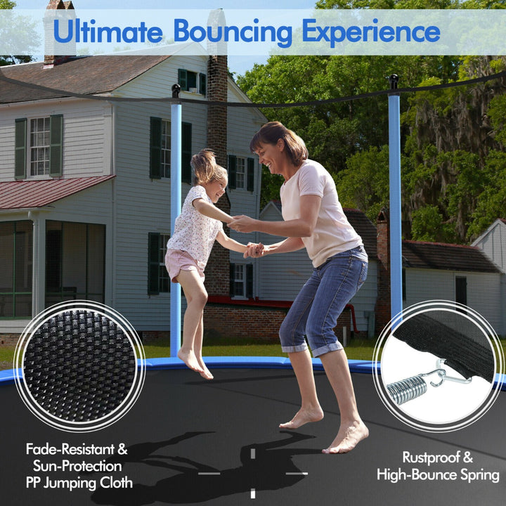 8/10/12FT Outdoor Trampoline with Enclosure Net and Ladder-12FT