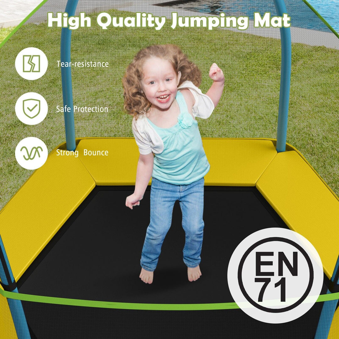 7 Feet Kids Trampoline with Safety Enclosure Net-Yellow