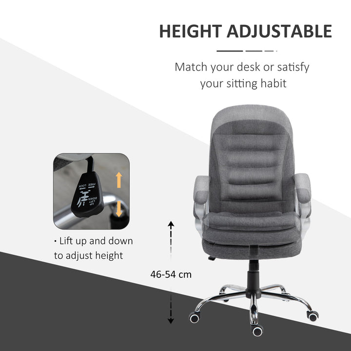 Vinsetto Ergonomic Office Chair Task Chair for Home with Arm, Swivel Wheels, Linen Fabric, Grey