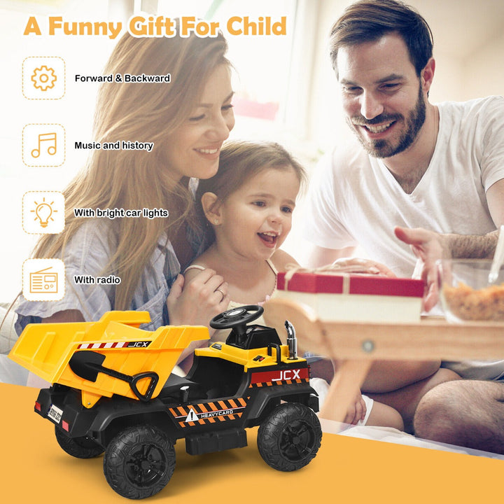 Electric Ride On Dump Truck with Remote Control-Yellow