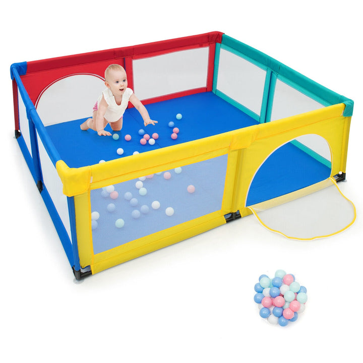 Large Baby Playpen with 50 Ocean Balls for Indoor and Outdoor-Colourful