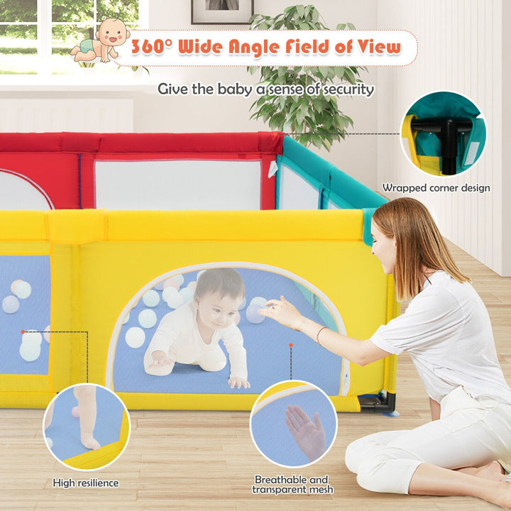 Large Baby Playpen with 50 Ocean Balls for Indoor and Outdoor-Colourful
