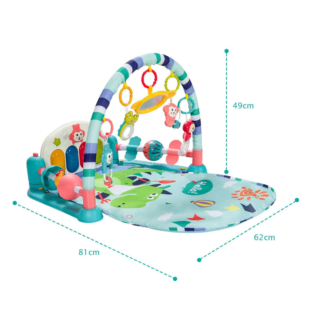 Baby Play Mat Kick and Play Piano Gym Activity Center with Projector-Blue